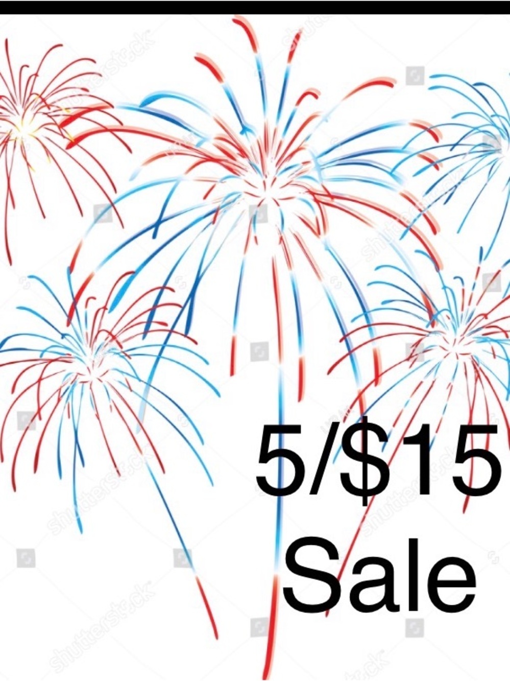 5 for $15.00 sale.